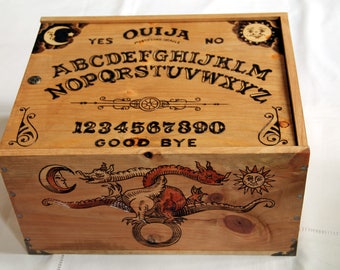 Wooden box, carved with magic pattern, occultism, spirituality, tarot card, ouija, alchemy, kabbala, chiromancy, gothic, stotage box, chest