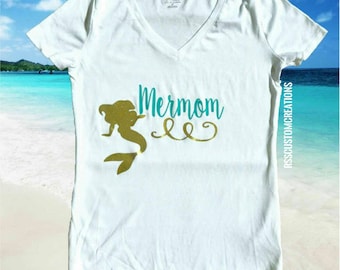 Mermom Shirt, Mother of a Mermaid, Mother of Mermaids, Mermaid Birthday Mom, Choose Your Colors, Mermama Shirt, Mermaid Birthday Shirt,