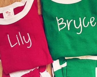 Monogrammed Kids Christmas Pajamas