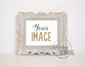 Empty Blank Frame Stock Photography - White Background with Antique Frame - Product Mockup - 2 Sizes - Photo JPG Mock Up - Digital Download