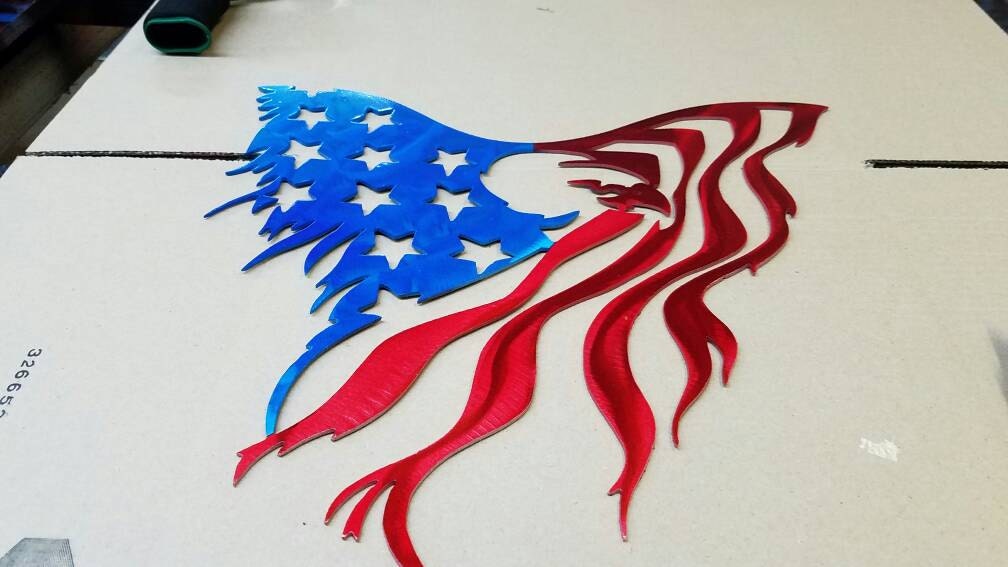 Eagle American flag metal art. Made from aluminum.