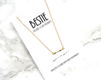 BESTIE morse code necklace, sorority jewelry,Friendship gift, morse code jewelry, minimalist dainty bar necklace, Best friends gift