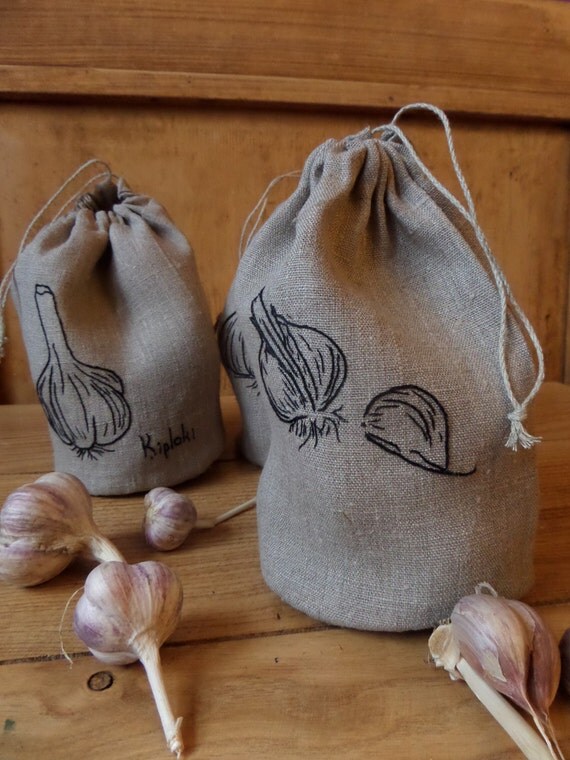 Garlic storage bag Kitchen bag Linen storage bag Garlic