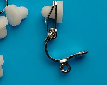 10x Clip On Earrings silver converters Lever Back dangle drop plated Blanks Hooks Wire Findings 14x6mm Making non pierced clipons UK