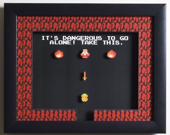 The Legend of Zelda (NES) - "Take This!" 3D Video Game Shadow Box with Glass Frame