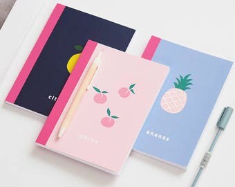 Cute School Notebook with Fruit Design, Small Lined Notebooks, Composition Notebooks, Kawaii Notebooks, Cute Stationery School Supplies