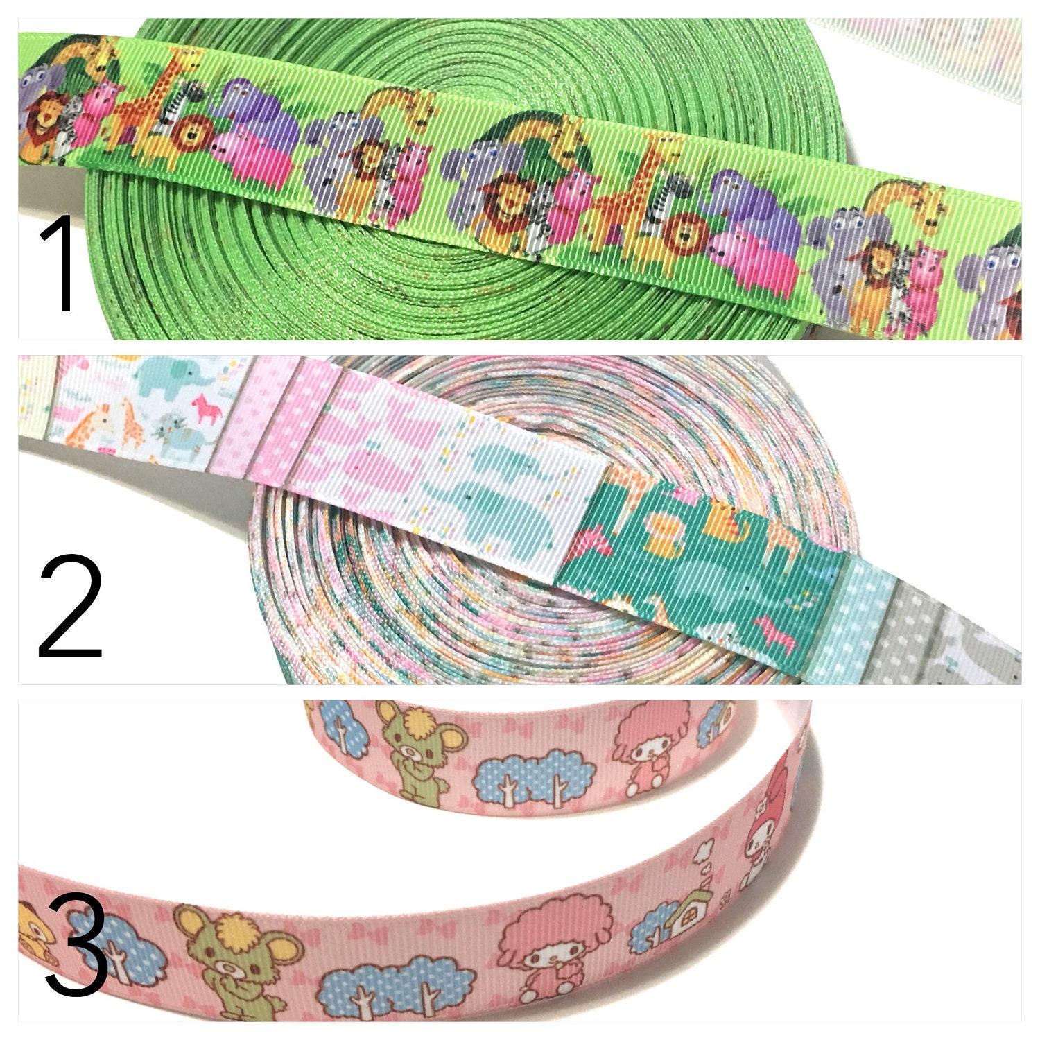 Forest Animals Ribbon Baby Animal Ribbon by the Yard Animals