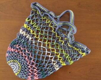 Crochet shopping bag, Shopping net, Cotton shopping bag, Original market bag foldable to keep in your purse, Coworker gift idea