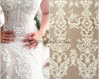 Elegent fashion wedding lace fabric tulle lace guipure lace fabric embroidery lace for wedding dress