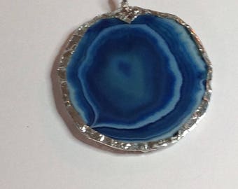 Blue Agate slice pendant