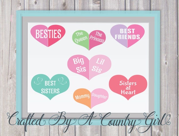 Download Best Friends SVG Bundle Sisters Besties split heart svg