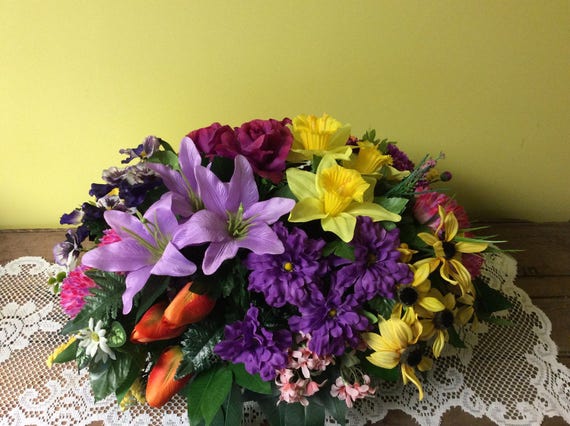 Cemetery Flowers Spring Graveside Arrangement Mother's