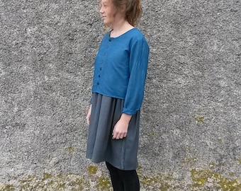 The ATHENA top: Buttondown cropped linen top in indigo, charcoal or black