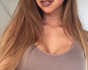 Single Stranded Gold Diamond Choker Necklace