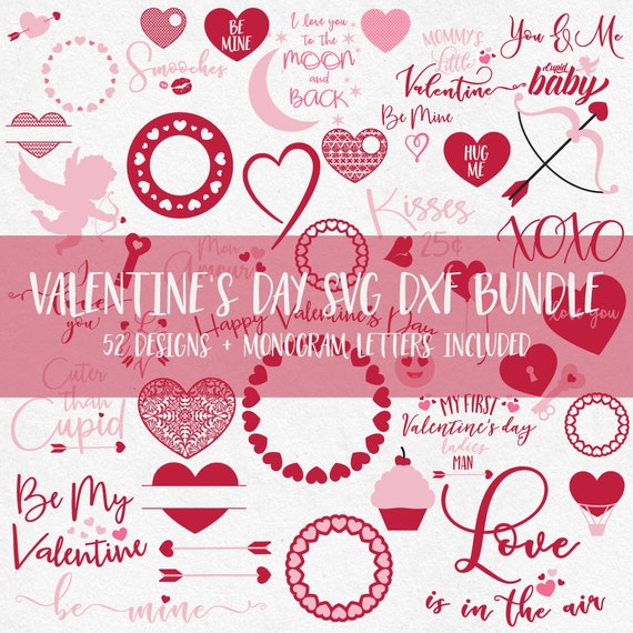 Download Valentine's day Svg Bundle 52 designs Monogram letters