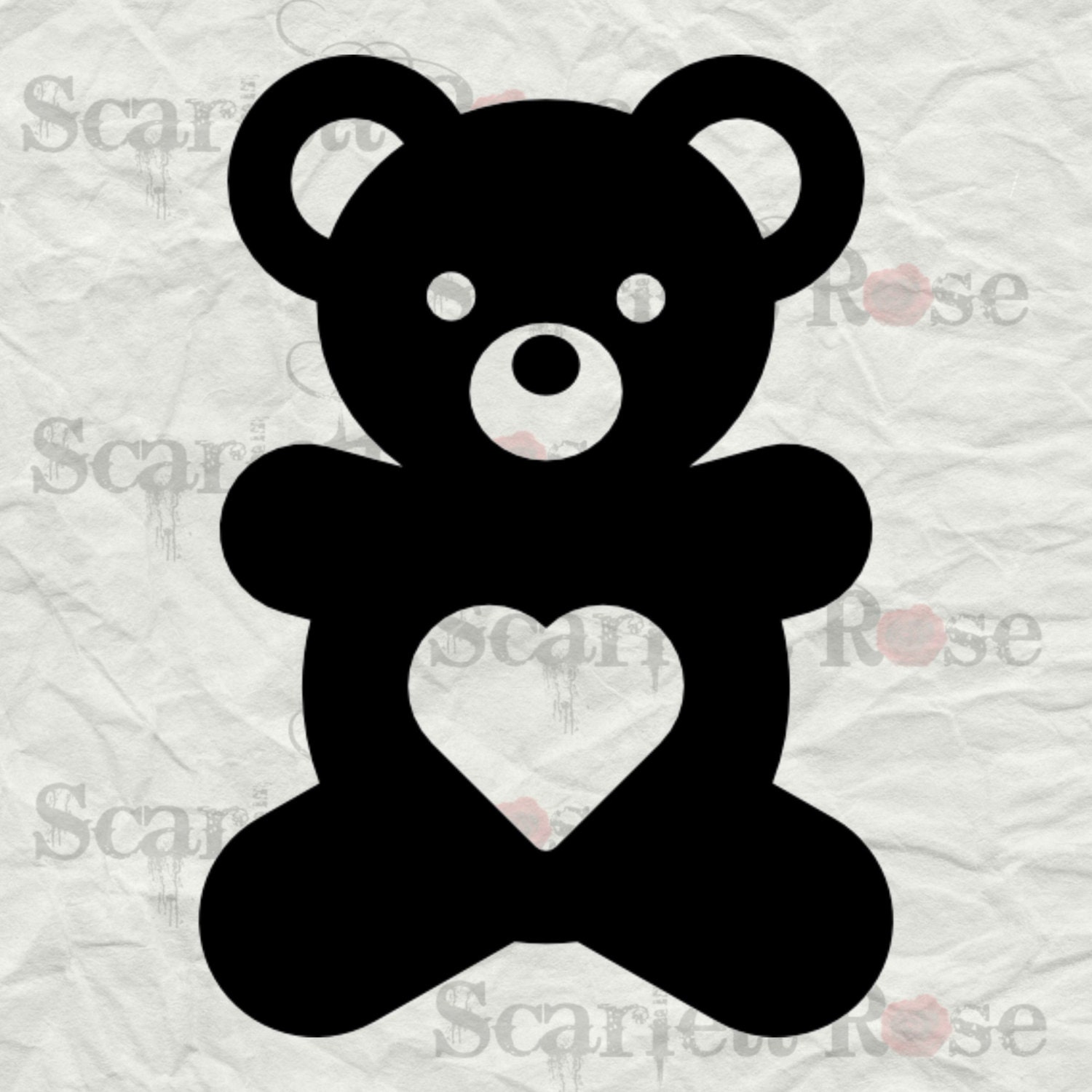 Download Teddy Bear in Black and White SVG cutting file clipart in svg