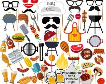 BBQ Party Photo Booth Prop: "PARTY PROPS" Barbecue party props Party supplies Printable Pdf Photobooth Props Printable Party Photo Booth