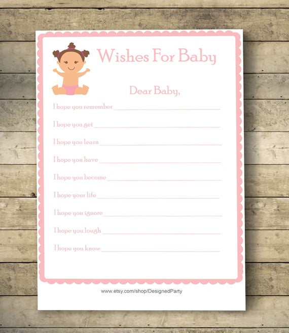 Wishes for baby cards baby shower printable game Digital
