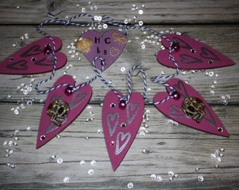 pink/silver hearts and skulls garland bunting