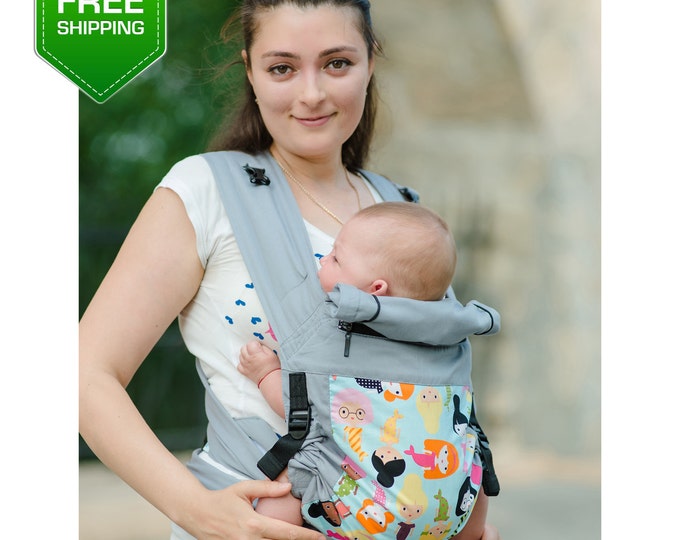 Adjustable Mei Tai Grey Girls. Baby Carrier Wrap, Mei Tai Baby Carrier, Toddler Carrier, Baby Carrier, Infant Carrier. Free shipping