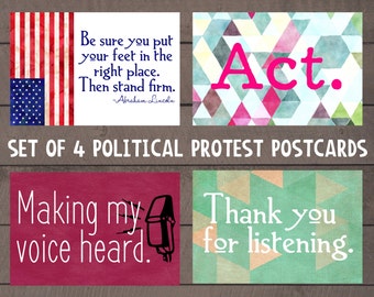 Protest Postcard - Activism Postcard - Womens March - Feminism - Equality - Equal Rights - Love Trumps Hate - Printable Postcard