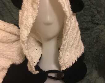 Panda Fruit Pattern Print Hooded Blanket
