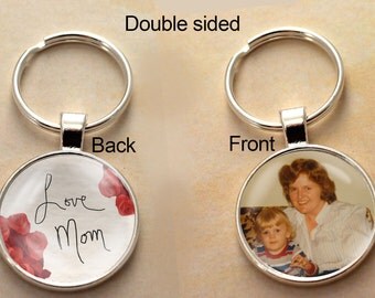 Handwriting, Personalized, Key chain, keychain, Double Sided Charm, Memory Charm, Remembrance, Memorial