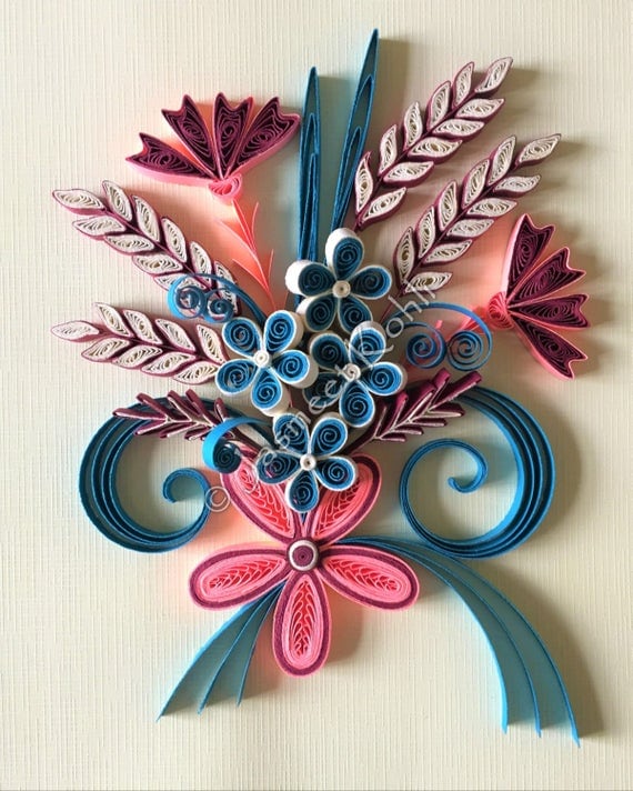 Items similar to Floral Quilled wall art// decorative wall art // home