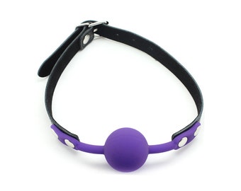 Silicone Ball Gag, BDSM, Leather Belt and restraints (mature)