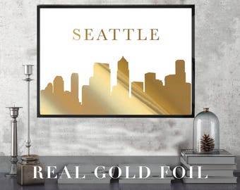 seattle landmark print real gold foil minimal gold foil art print home decor modern office print skyline fashion print - Seattle Home Decor seattle landmark print real gold foil minimal gold foil art print home decor modern office print skyline fashion print - Seattle Home Decor