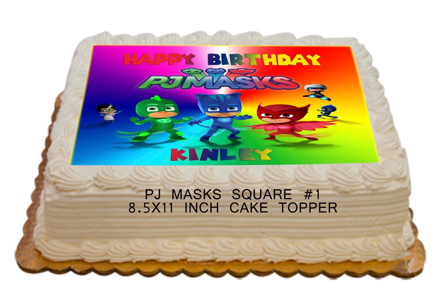 Personalized PJ Mask Edible Cake Toppers 8.5x11 inch cake