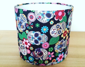 Handmade Fabric Lampshade. Mexican day of the dead / Sugar Skulls