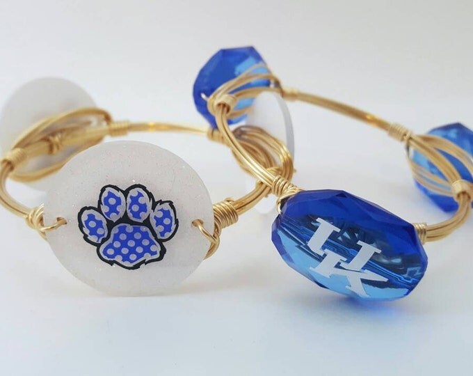 20% off University of Kentucky Wire Wrapped Bangle, UK Bracelet, Bourbon and Boweties Inspired