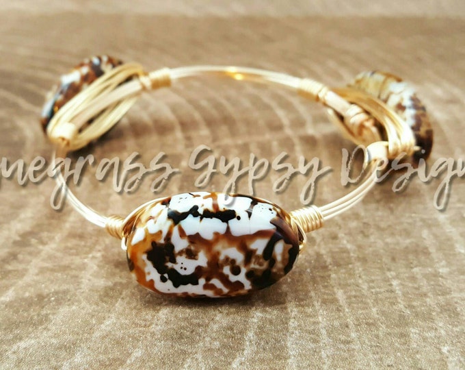 Crackled Agate gemstone wire bangle, Bracelet, Bourbon and Boweties Inspired