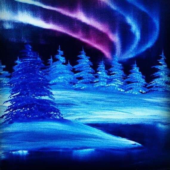 Colorful Northern Lights Oil Painting