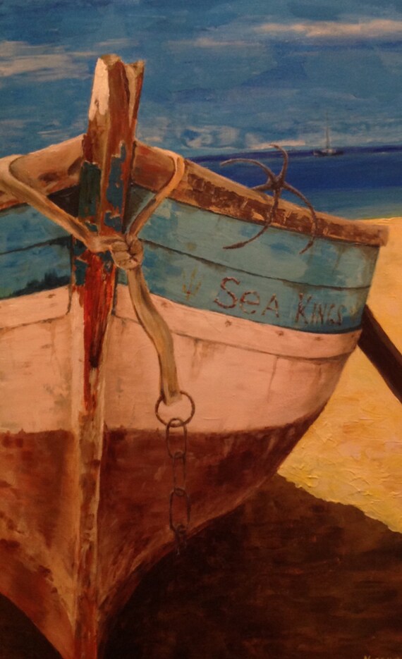 Old Boat Painting Canvas Seascape Acrilyc Painting Wall Art
Old Boat Painting