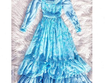 Prairie Dress, Vintage 70s Dress, Maxi Dress, Boho, Bohemian