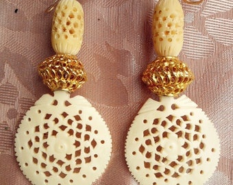 antique bone earrings
