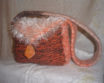 Orange felted purse