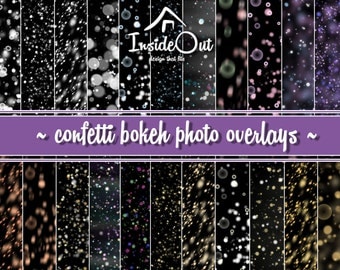 Confetti Bokeh Overlay Photo Backdrop Blowing Clipart Photoshop Circle Round Radiant Luminous Digital PNG Baby Photography effect Multicolor