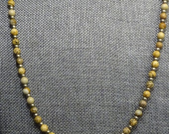 Picture Jasper Beads and Pewter Glass Beads 20" Necklace ( PJ01-17 )