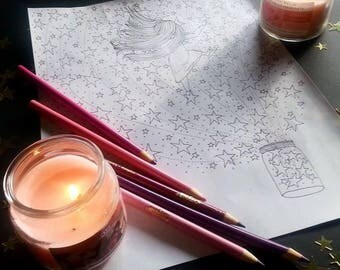 Space coloring page | Etsy