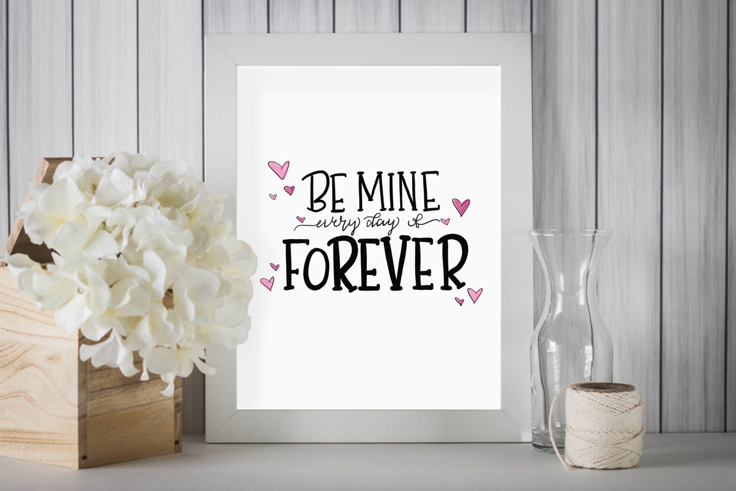 Be Mine Hand Lettered Art Print | Love Quote | Romantic Boyfriend Gift | Husband Gift | Love Wall Decor | Anniversary Gift for Her or Him
