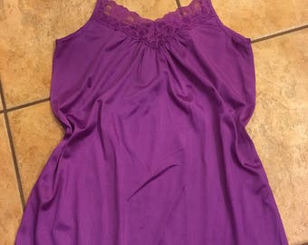 1980's Purple Satin Nightie (M) • Vintage Satin Nightgown