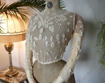 1903 Blouse, Irish Crochet, antique blouse, Edwardian Dress, antique dress, gown