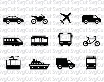 Transport Cars SVG, Trucks Trains Ships Bikes Moto Clip art, Digital dowload, Vector files for silhouette and Cricut, Monogram file set