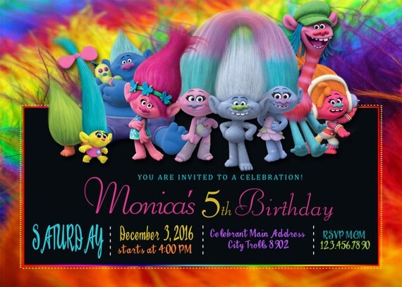 Trolls Birthday Invitation Trolls Invitations Trolls