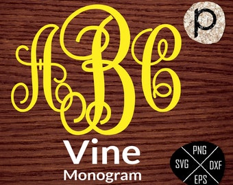 Vine Monogram SVG Font Letters Alphabet*Initial Vine Monogram svg,clipart,eps,dxf,png,jpg*Cutting Files*Cricut*Silhouette Studio*Sure Cuts