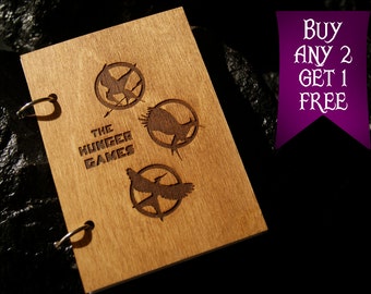 Mockingjay wooden notebook / Hunger Games notebook / sketchbook / diary / Hunger Games journal / travelbook / Hunder Games gift