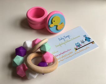 Teething bracelet Plus Fairy Tooth Box, Babies, Teething Toy, Silicone Bracelet, untreated wood, Baby a shower GIft